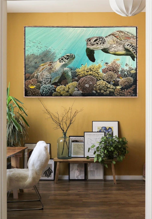 "Underwater Garden" - original painting in acrylic on canvas 122 x 76 cm FRAMED