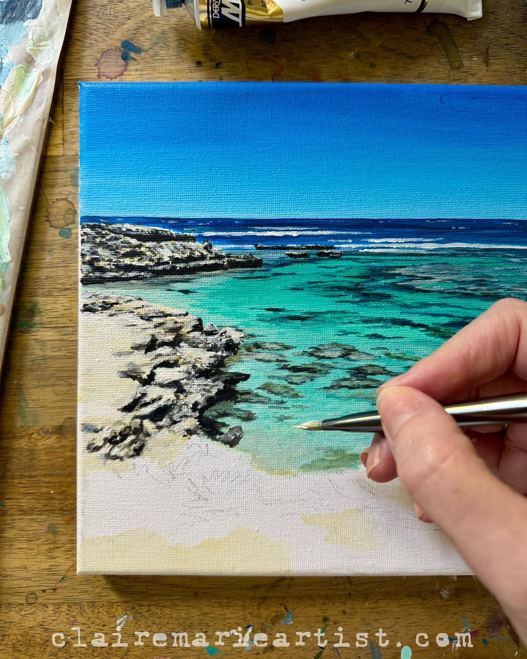 "Little Salmon Bay" original acrylic painting on canvas (200 x 200mm)