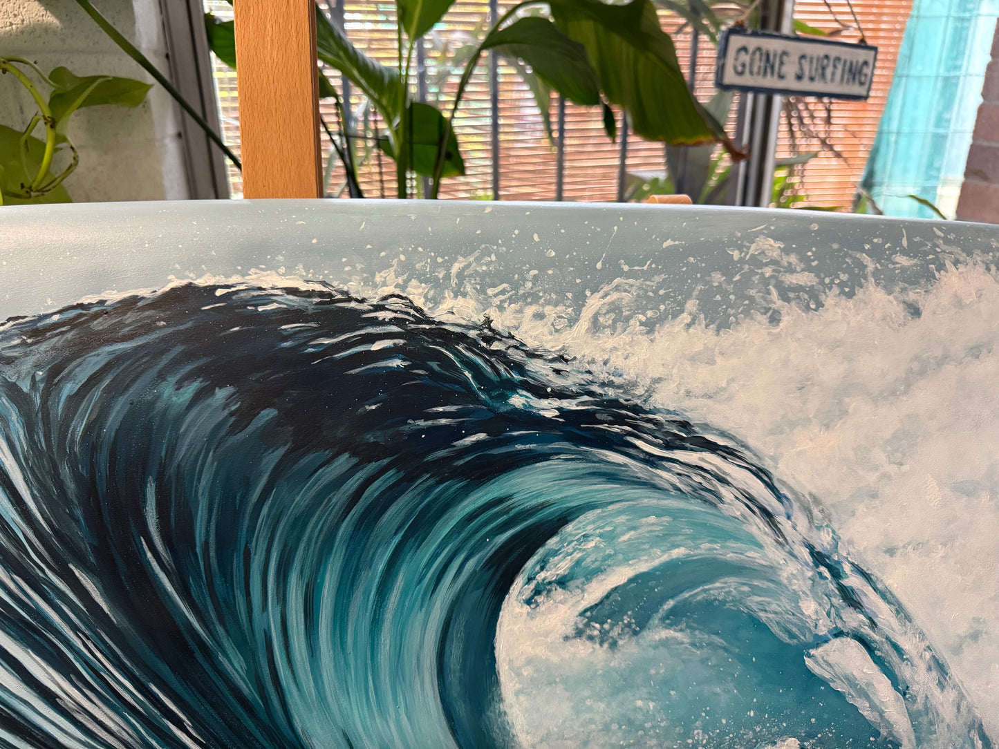 "Wave Study Number 14" - Hand-Painted Surfboard