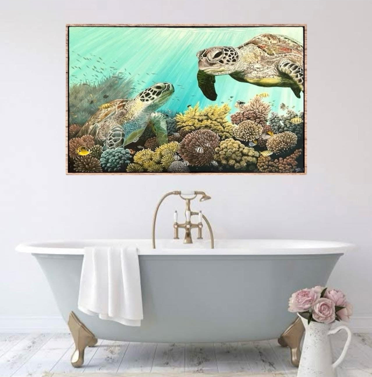 "Underwater Garden" - original painting in acrylic on canvas 122 x 76 cm FRAMED