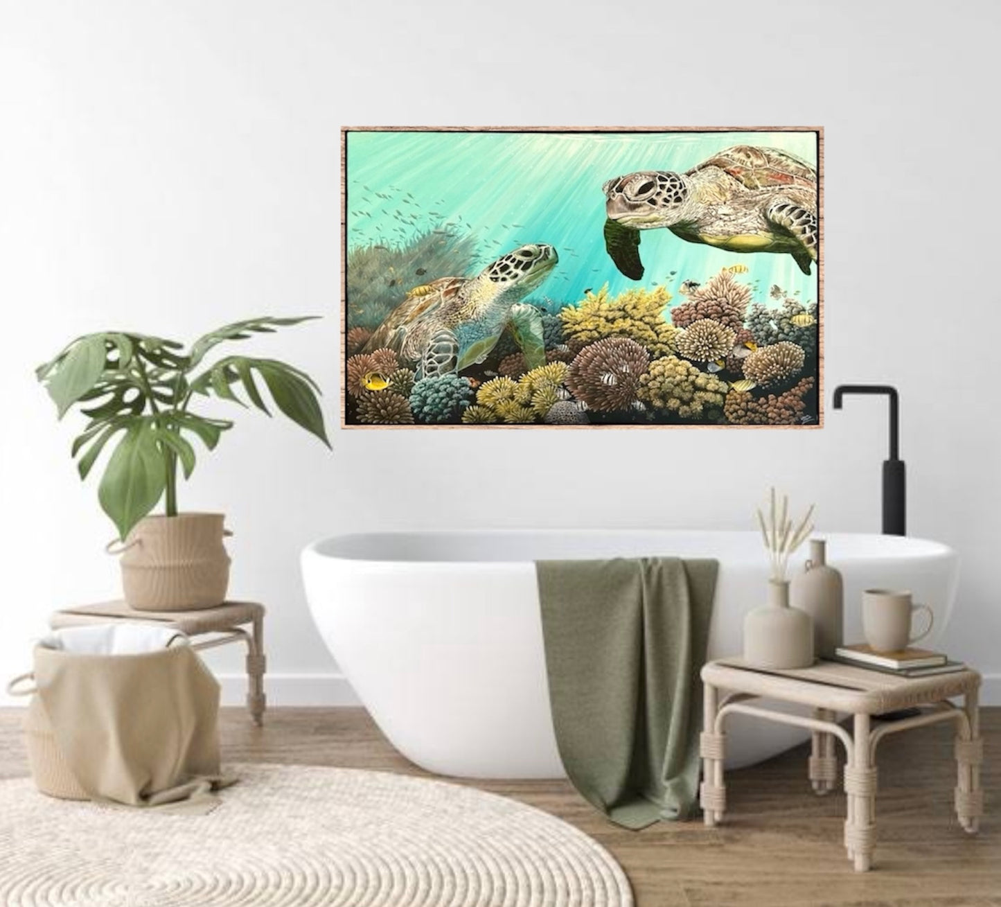 "Underwater Garden" - original painting in acrylic on canvas 122 x 76 cm FRAMED