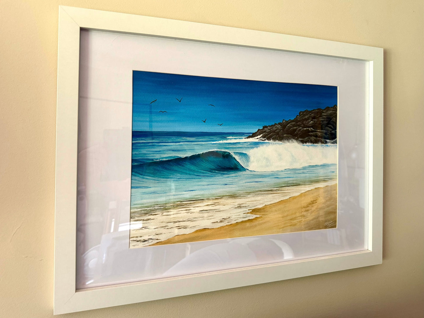 "South West nirvana" - original acrylic painting on A3 paper, FRAMED