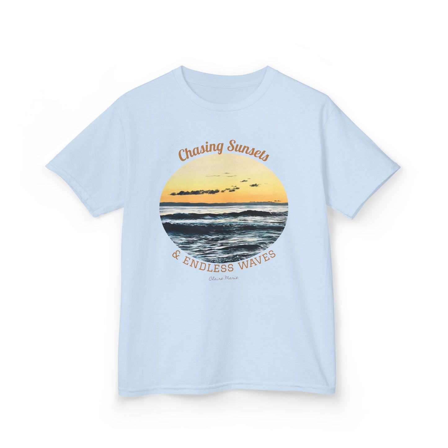 "Chasing Sunsets & Endless Waves" Kids T-shirt