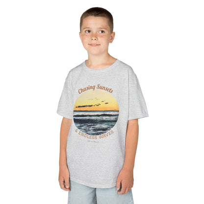 "Chasing Sunsets & Endless Waves" Kids T-shirt