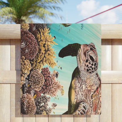 Underwater Garden Beach Towel — "Life Is a Journey, Not a Destination"