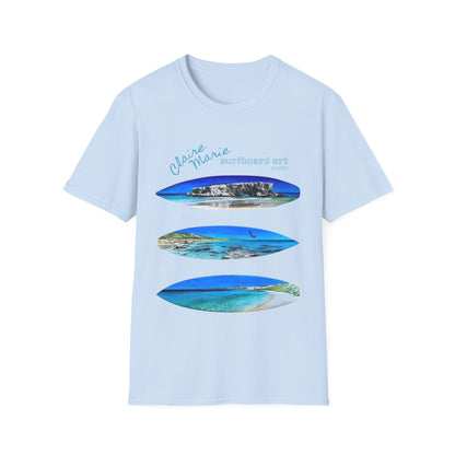 Claire Marie Surfboard Art — Coastal Vibes Beach T-Shirt