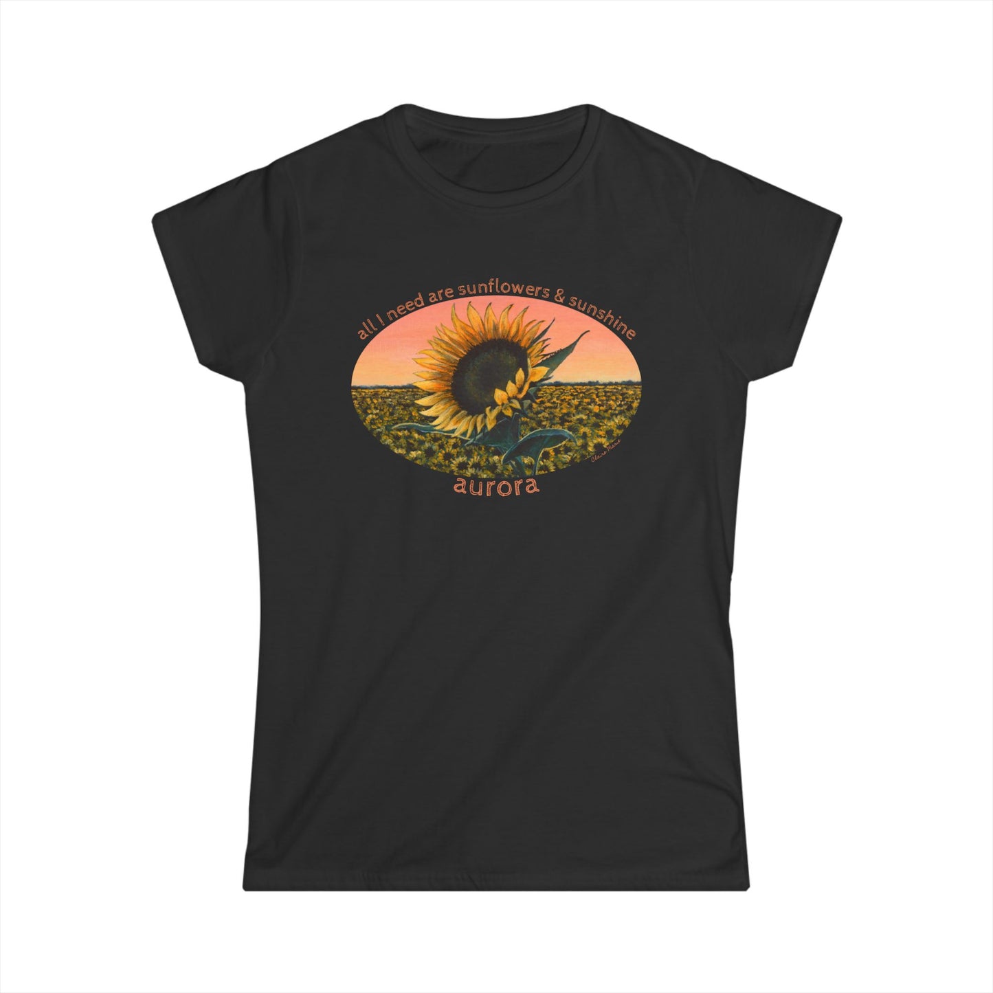 Sunflower Sunset Tee — 'Aurora' Floral Graphic Women's T-Shirt