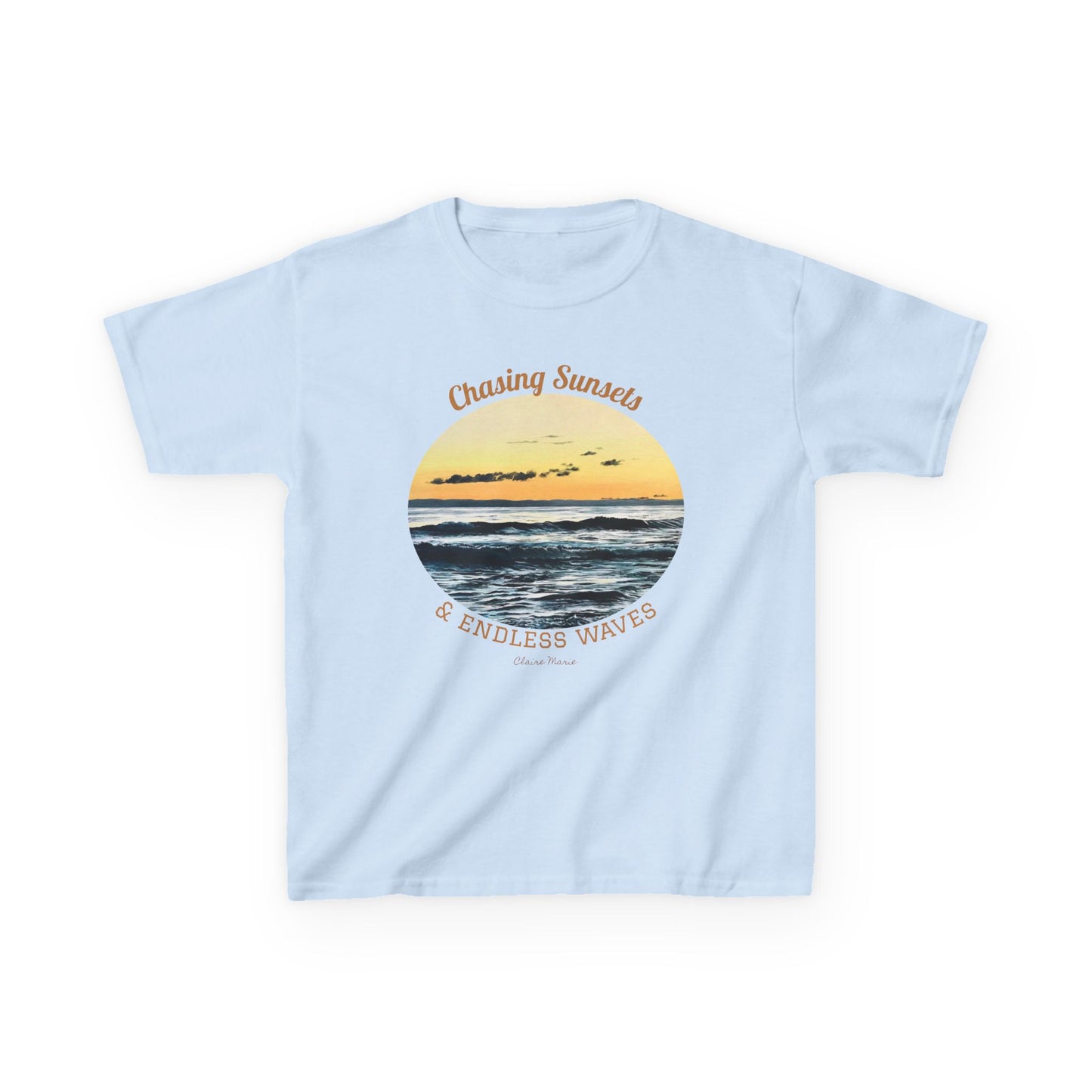 "Chasing Sunsets & Endless Waves" Kids T-shirt