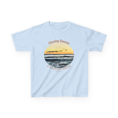 "Chasing Sunsets & Endless Waves" Kids T-shirt
