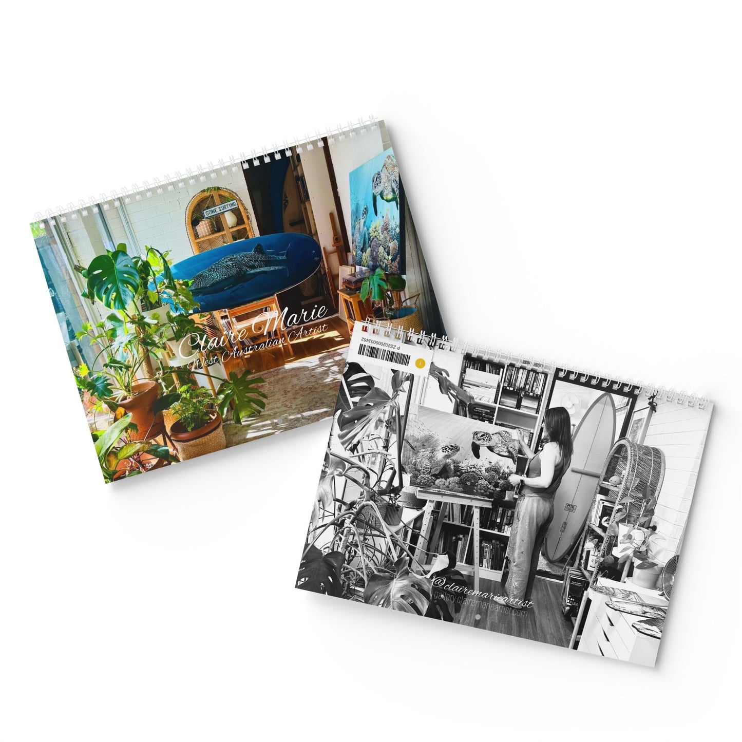 Claire Marie 2026 Art Wall Calendar — Coastal & Surfboard Landscapes