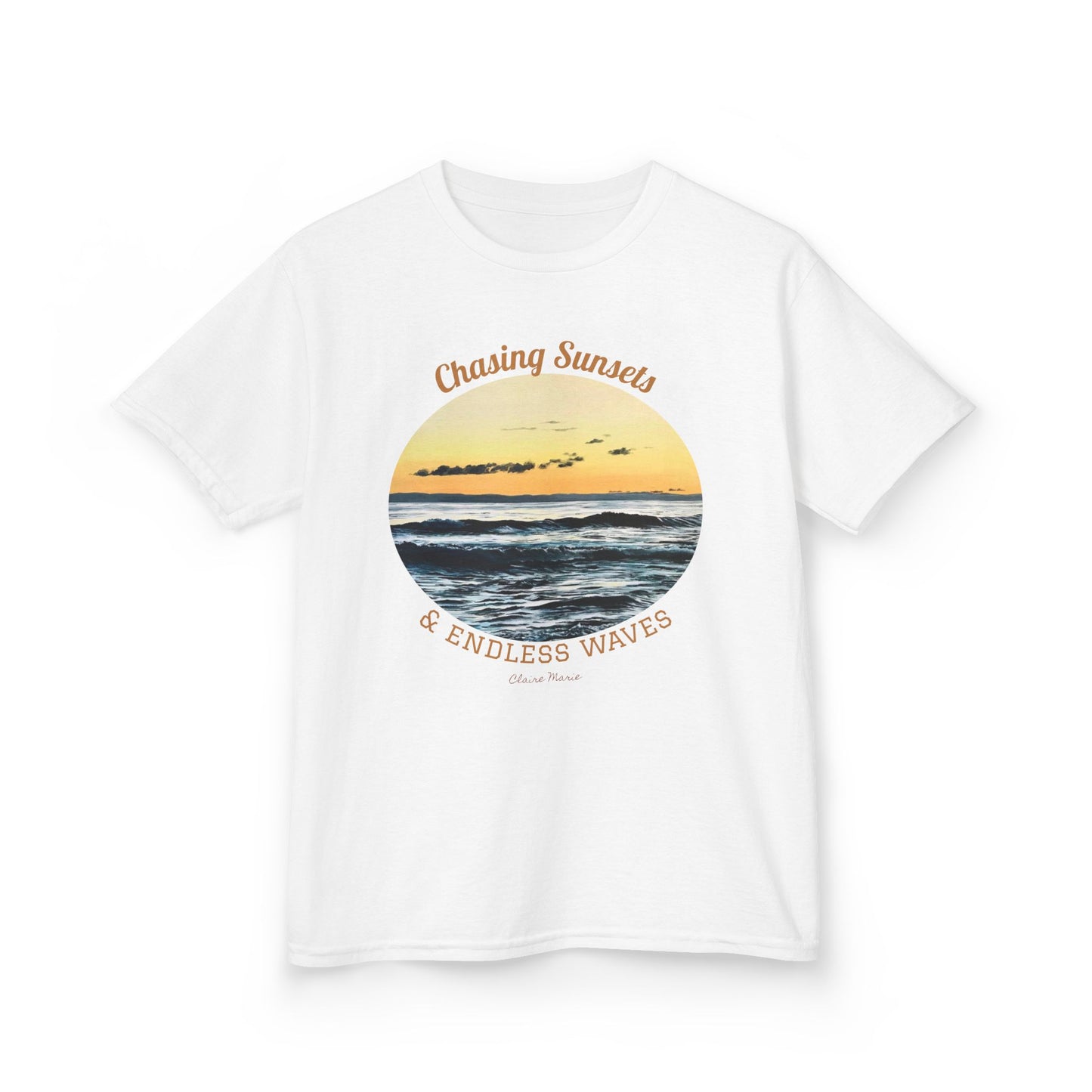 "Chasing Sunsets & Endless Waves" Kids T-shirt