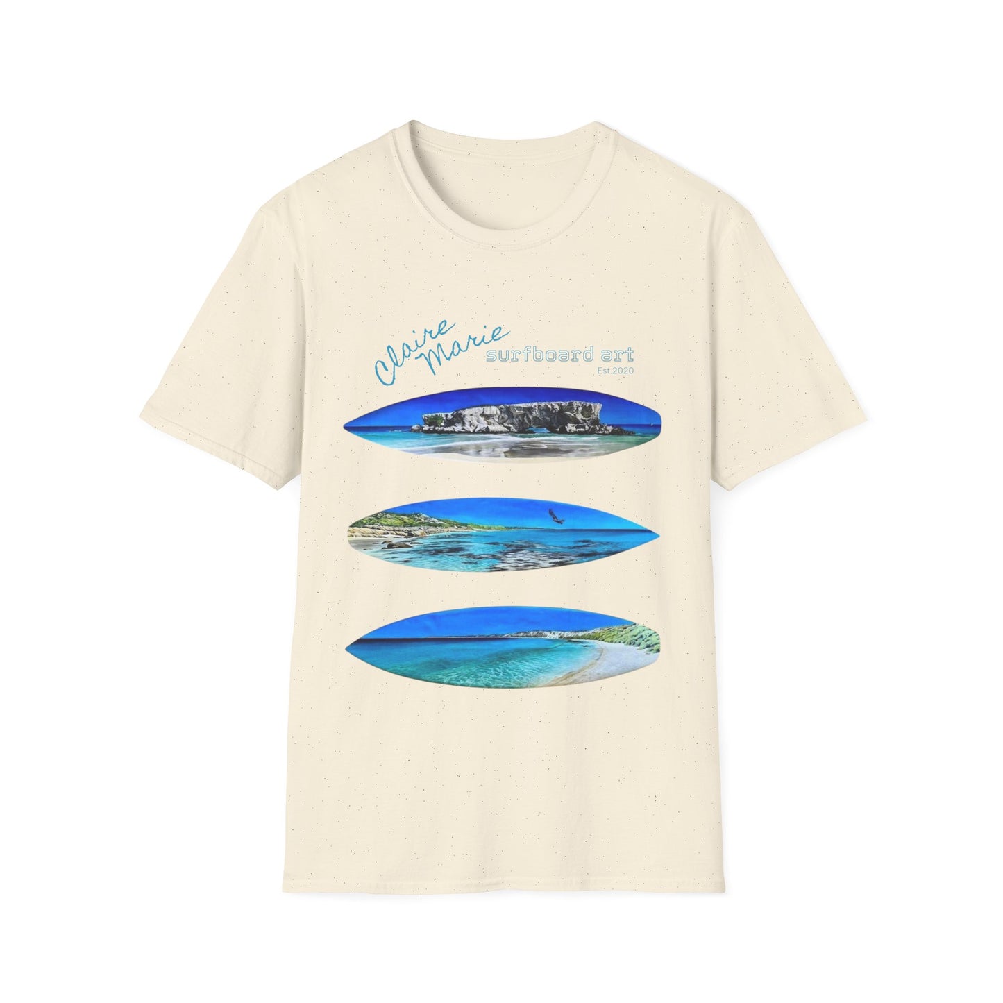 Claire Marie Surfboard Art — Coastal Vibes Beach T-Shirt