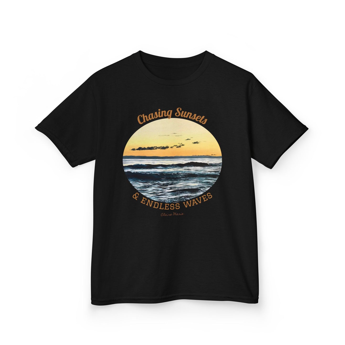 "Chasing Sunsets & Endless Waves" Kids T-shirt