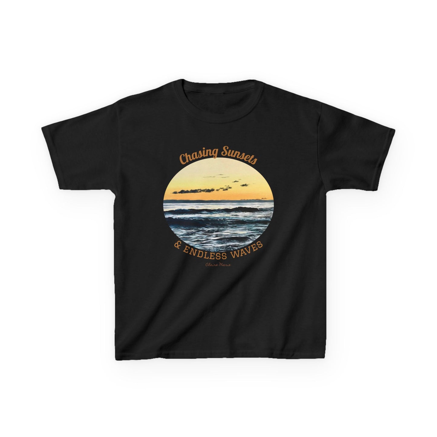 "Chasing Sunsets & Endless Waves" Kids T-shirt