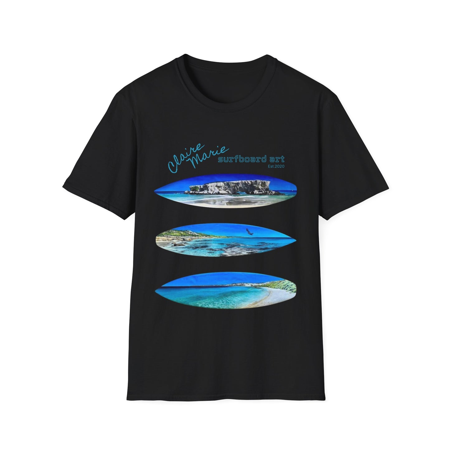 Claire Marie Surfboard Art — Coastal Vibes Beach T-Shirt
