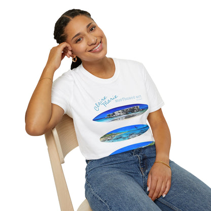 Claire Marie Surfboard Art — Coastal Vibes Beach T-Shirt