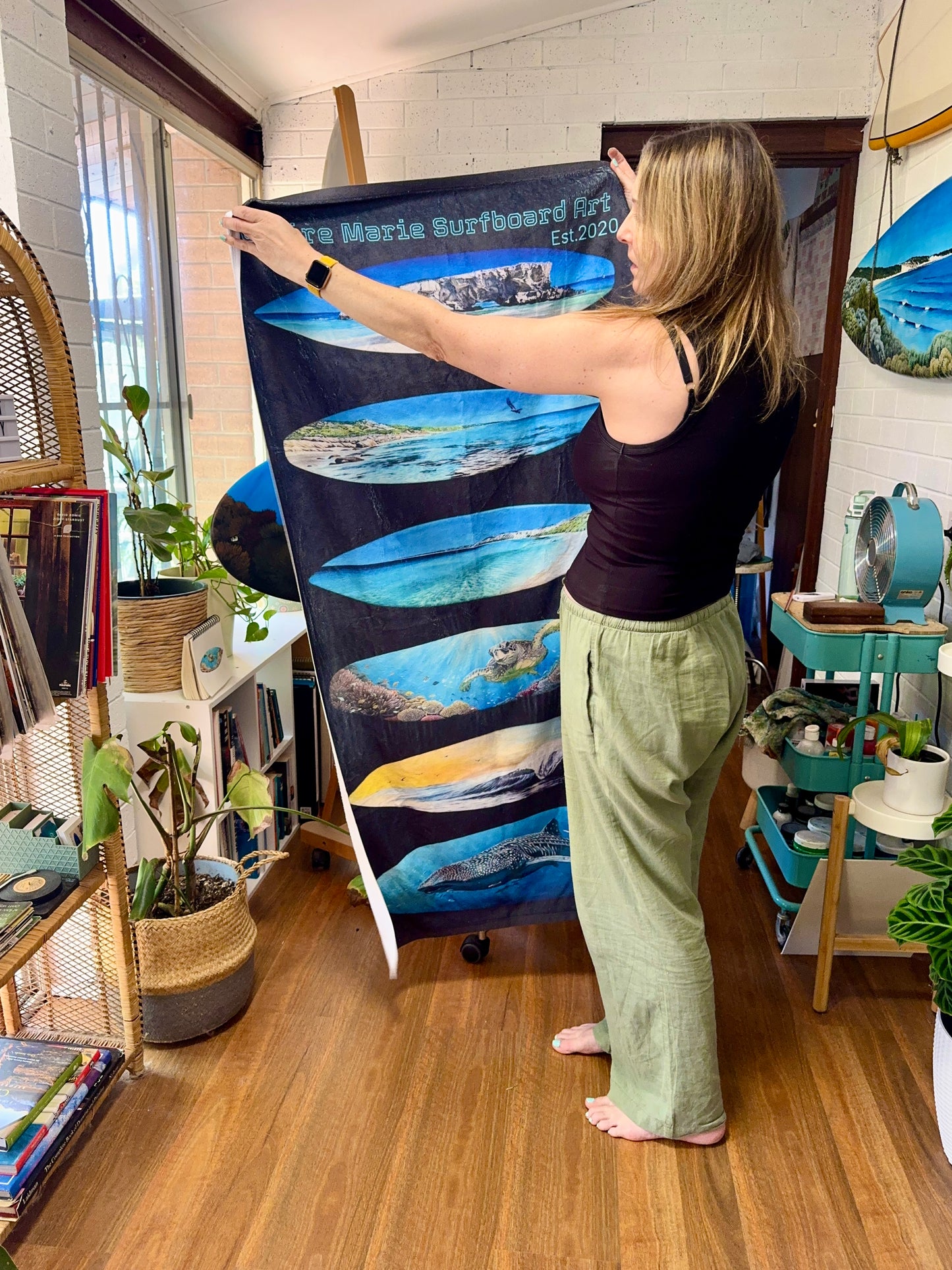 Claire Marie Surfboard Art Beach Towel