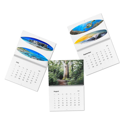 Claire Marie 2026 Art Wall Calendar — Coastal & Surfboard Landscapes