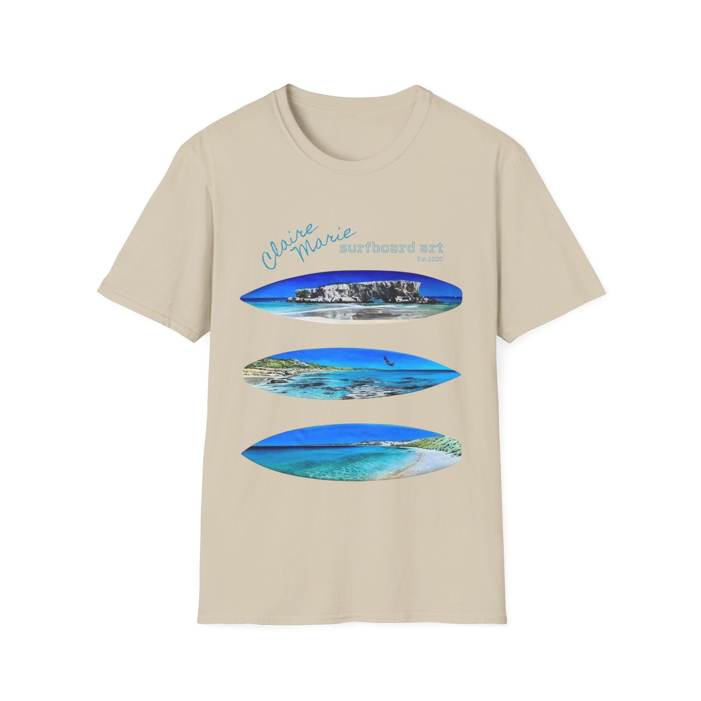 Claire Marie Surfboard Art — Coastal Vibes Beach T-Shirt