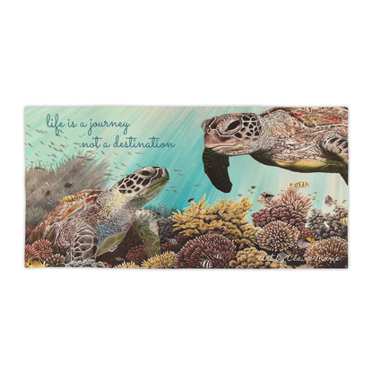 Underwater Garden Beach Towel — "Life Is a Journey, Not a Destination"