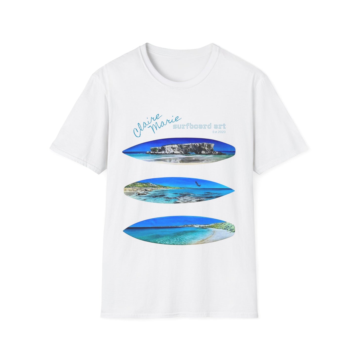 Claire Marie Surfboard Art — Coastal Vibes Beach T-Shirt