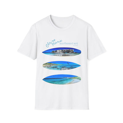 Claire Marie Surfboard Art — Coastal Vibes Beach T-Shirt