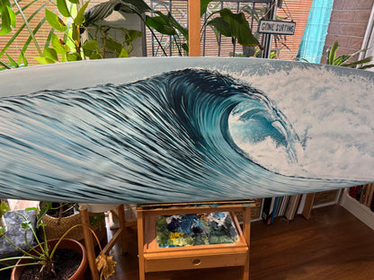 "Wave Study Number 14" - Hand-Painted Surfboard