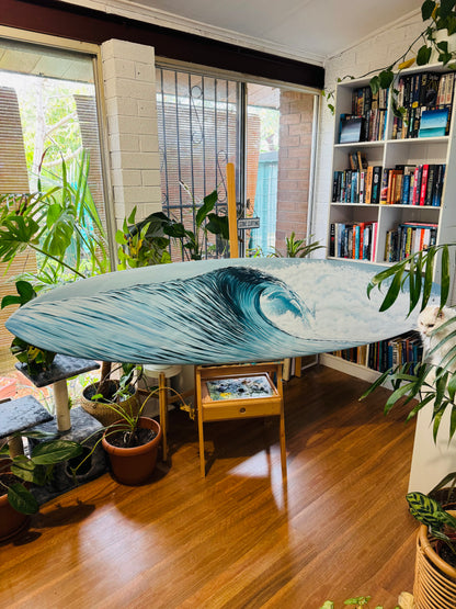 "Wave Study Number 14" - Hand-Painted Surfboard