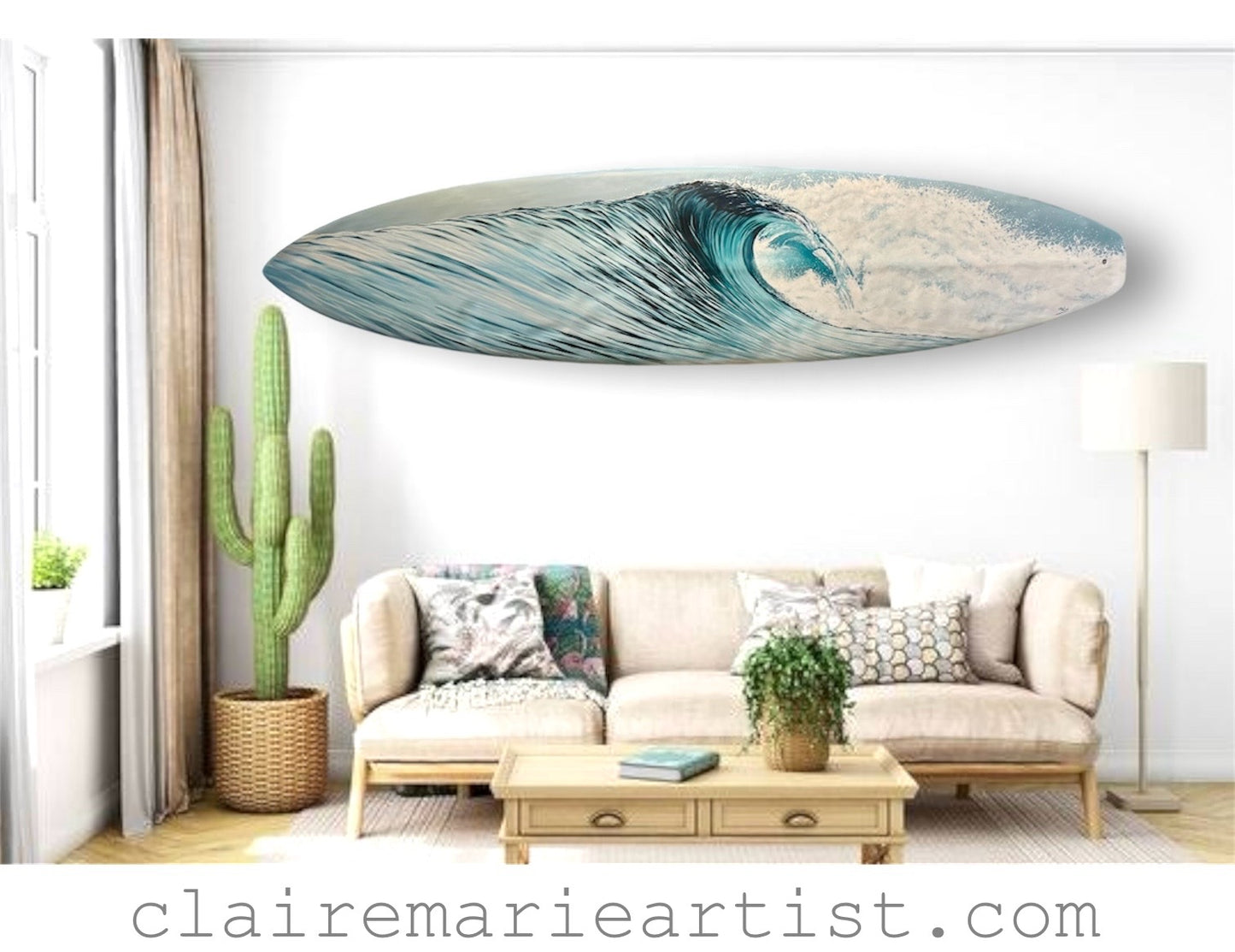 "Wave Study Number 14" - Hand-Painted Surfboard