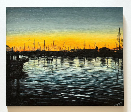 "Sorrento Sunset" - original acrylic painting on board (280 x 245 mm)