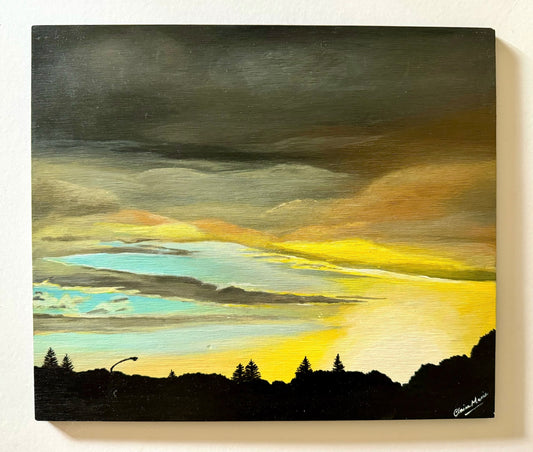 "Suburban Sunset" - original acrylic painting on board (280 x 245 mm)