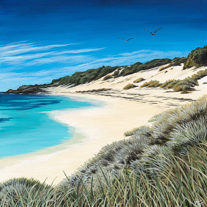 "Tranquility - Longreach Bay" - triptych of original acrylic paintings on 45 x 45 cm canvases