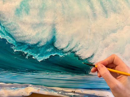 "Wave Study Number 12" - Hand-Painted Surfboard