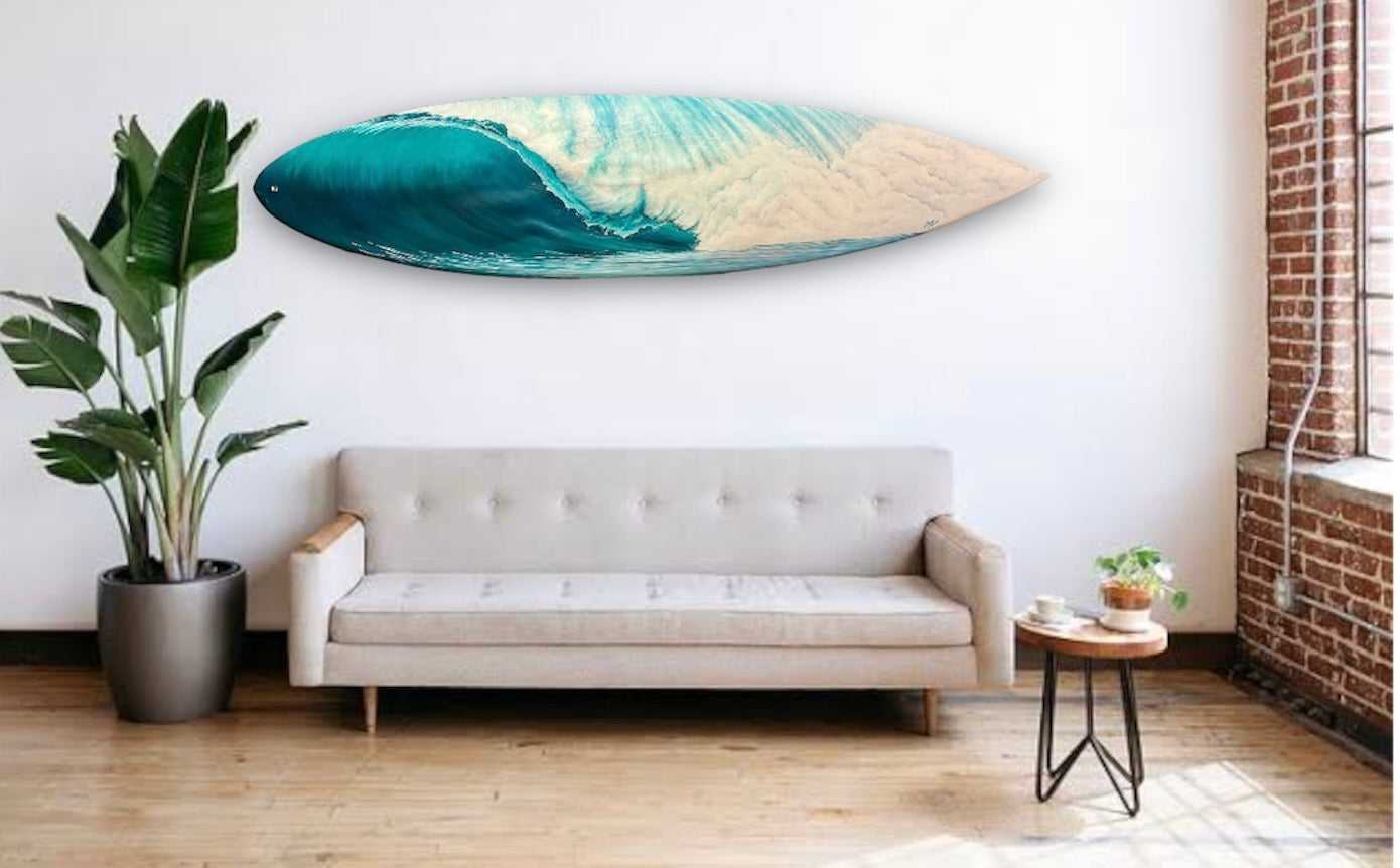 "Wave Study Number 12" - Hand-Painted Surfboard