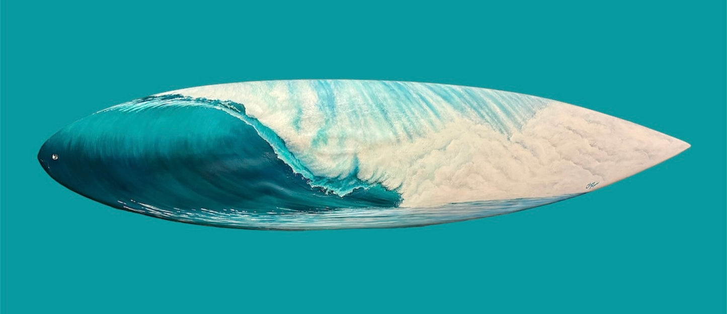 "Wave Study Number 12" - Hand-Painted Surfboard