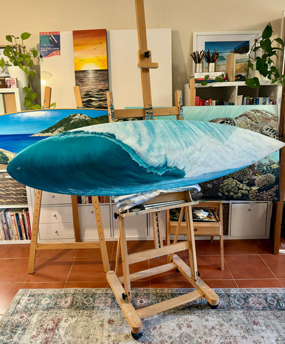 "Wave Study Number 12" - Hand-Painted Surfboard